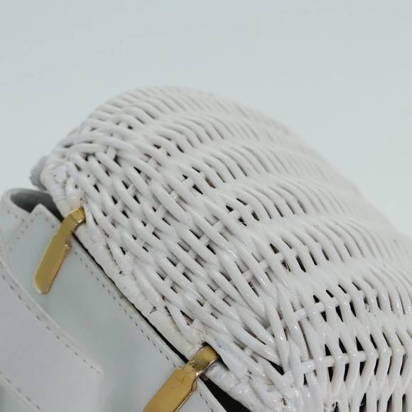Salvatore Ferragamo Backpack Leather Wicker White Gold Auth 89808V main image 4